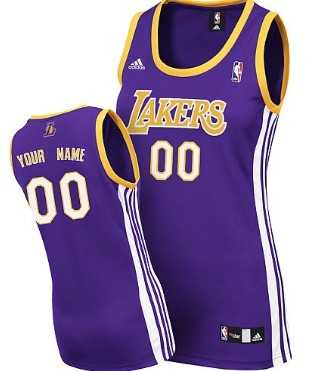 Women%27s Customized Los Angeles Lakers Purple Jersey